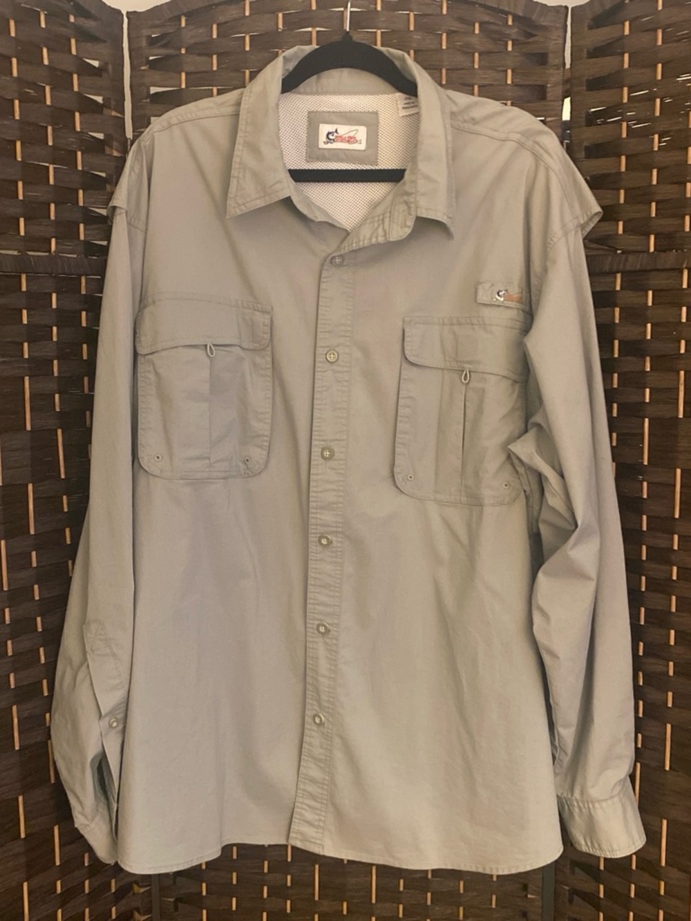 World Wide Sportsman Men's Long Sleeve Fishing Shirt - Taupe/Tan Size 2XL